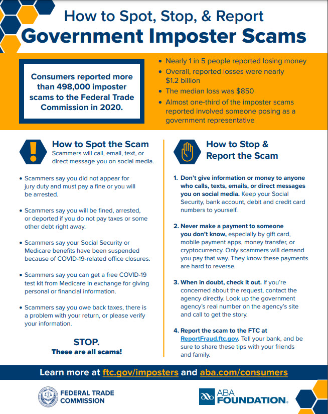 Government Imposter Scams infographic