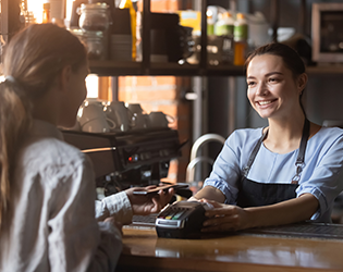 Woman using mobile pay